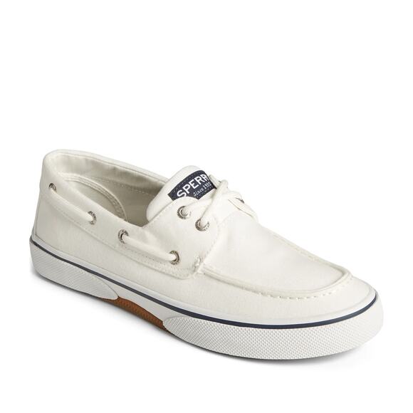Sperry Men's 12 White Captain's 2 Eye Canvas Boat Shoe Sneakers Slip On LH2-40 - Picture 1 of 7